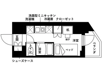 新小岩学生レジデンス(ワンルーム/14階)の間取り写真