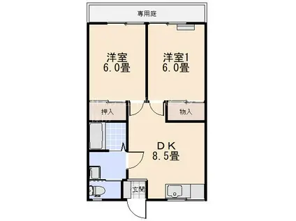 メリートークIII(2DK/1階)の間取り写真