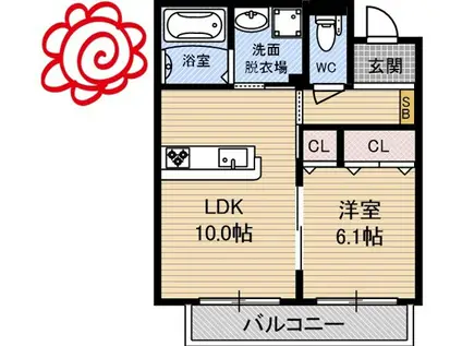 ヴィアソーレ鶴見(1LDK/3階)の間取り写真