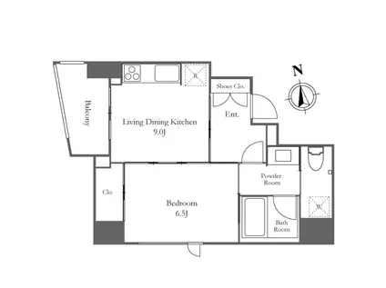ライオンズフォーシア白金高輪(1LDK/2階)の間取り写真