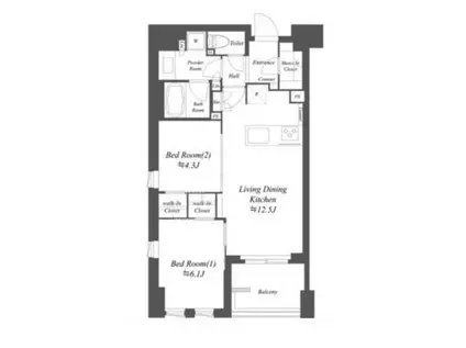 プライマル練馬豊島園(2LDK/7階)の間取り写真