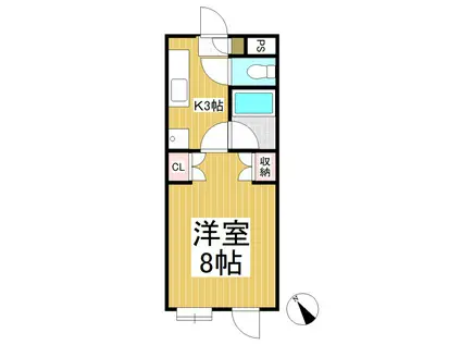 コーポ若林(1K/1階)の間取り写真