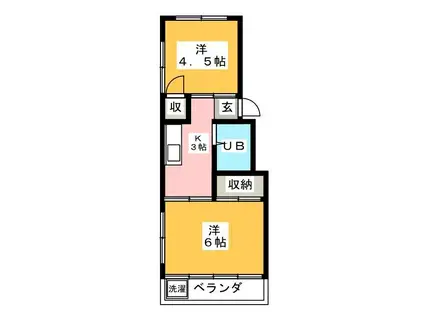 有賀マンション(2K/3階)の間取り写真