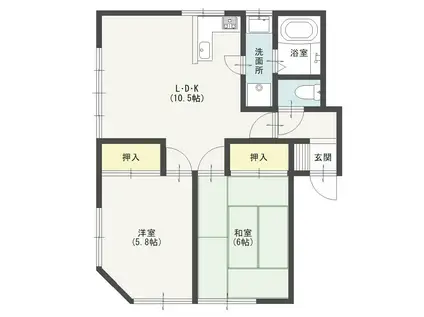 本幸弐番館(2LDK/2階)の間取り写真