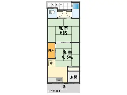 よすみコーポA棟(2DK/1階)の間取り写真