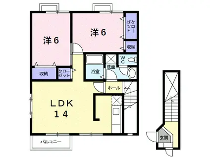 メゾンドラパンI(2LDK/2階)の間取り写真