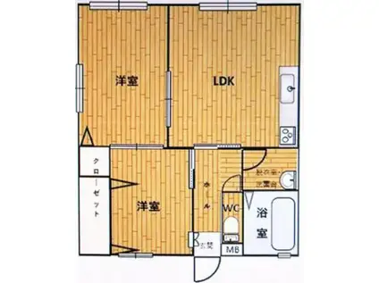 フレグランスかおり(2LDK/1階)の間取り写真