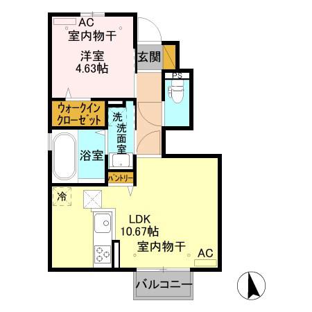 アルブル・カメリアII(1LDK/1階)の間取り写真