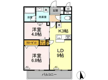 STAR PEAR(2LDK/1階)の間取り写真