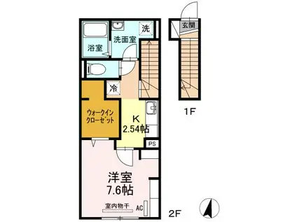 クレール(1K/2階)の間取り写真