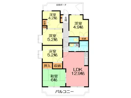 ツインベル・ローズ館(4SLDK/3階)の間取り写真