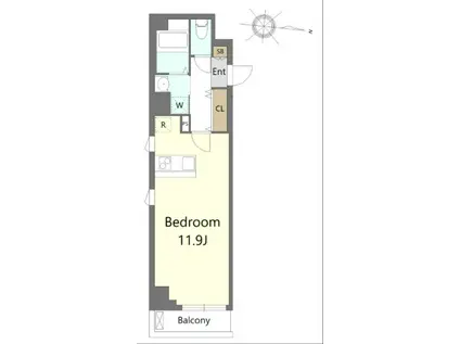 TOC TEC II(ワンルーム/2階)の間取り写真