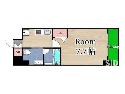 URBANLINK森小路駅前(1K/5階)の間取り写真