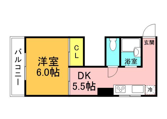 山崎小町ビル(1DK/3階)の間取り写真