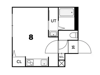 ラフィーネ平岸III(1DK/4階)の間取り写真