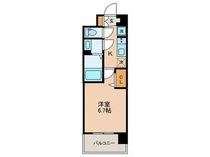 ソルテラス京都JUJO華(1K/7階)の間取り写真