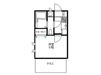 エフ・ソレイユ(1K/1階)の間取り写真