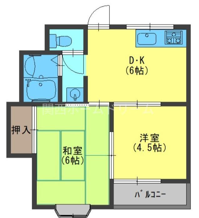 ウエストヒルズ神田(2DK/3階)の間取り写真