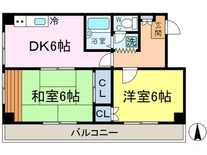 鍛治屋館(2DK/3階)の間取り写真