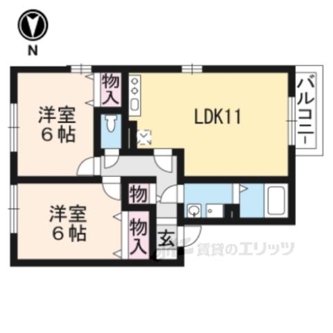 シエスタ(2LDK/1階)の間取り写真