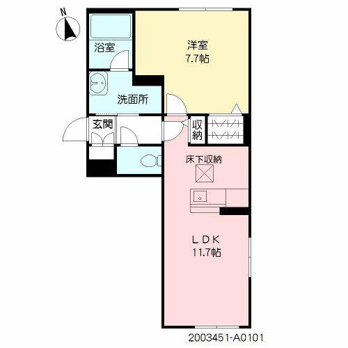 CASA HOTEI(1LDK/1階)の間取り写真