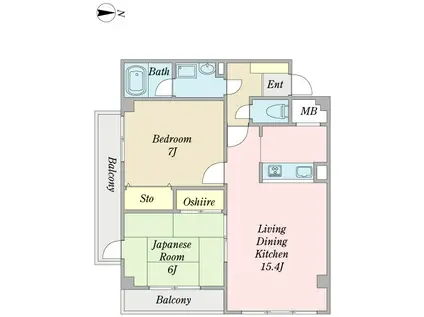 シュテルンドルフ(2LDK/2階)の間取り写真