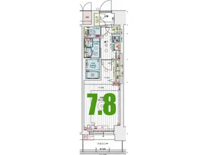 エステムコート名古屋TWIN ウエスト(1K/8階)の間取り写真