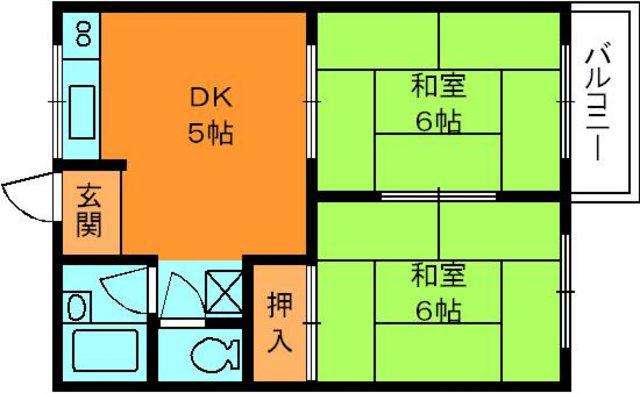 稲葉ハイツB(2DK/1階)の間取り写真