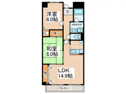 パークロイヤルII(2LDK/2階)の間取り写真