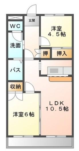 エスポアロイヤル(2LDK/2階)の間取り写真