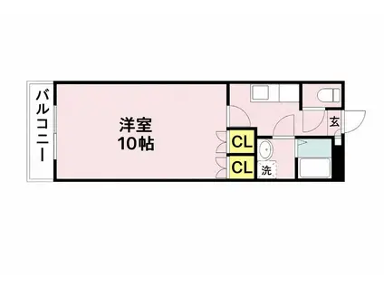 レジデンス末広(1K/3階)の間取り写真