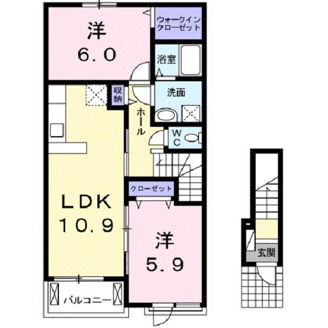 パレ・ロザージュIII(2LDK/2階)の間取り写真
