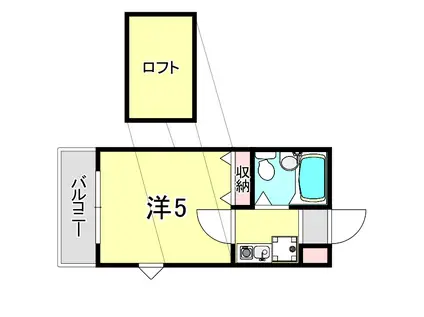 下山手コート(1K/2階)の間取り写真