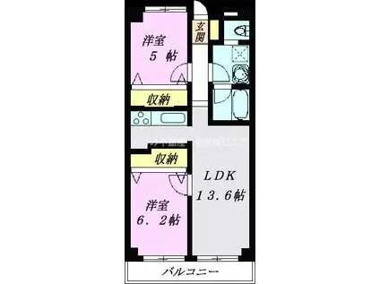 リベラルシティーハイツ(2LDK/1階)の間取り写真