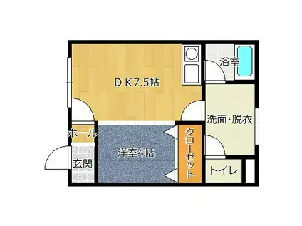 メゾンシエナII(1DK/1階)の間取り写真