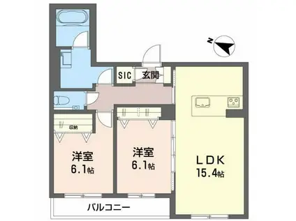 フォレナ(2LDK/1階)の間取り写真