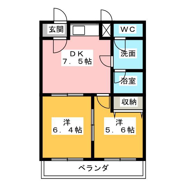 NI-CHE(2DK/3階)の間取り写真