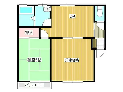 ハイツ岩間(2DK/2階)の間取り写真