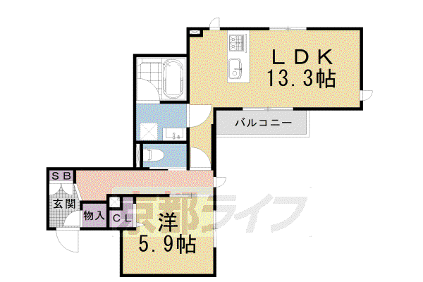AILE北大路新町(1LDK/3階)の間取り写真