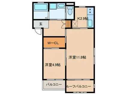 メゾンココネコ(2K/1階)の間取り写真