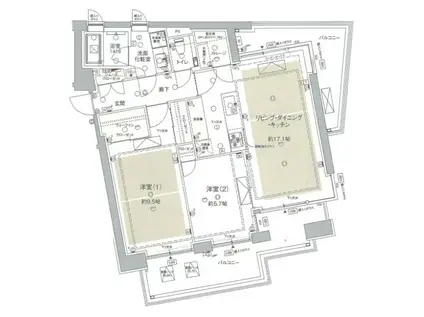 ロイヤルシーズン麻布永坂(2LDK/8階)の間取り写真