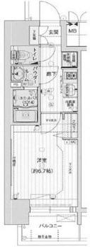 プレサンス上町台筆ケ崎ノース(1K/2階)の間取り写真