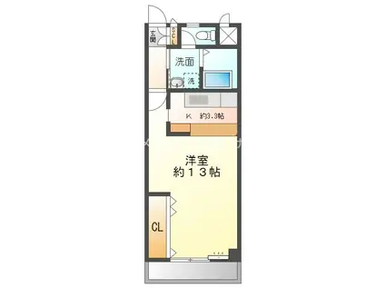 ハイライフ花中(1K/3階)の間取り写真