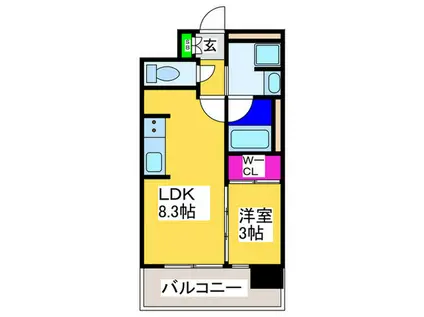 リビオレゾン天王寺真田山(1LDK/9階)の間取り写真