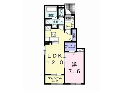 シェラトン川島(1LDK/1階)の間取り写真