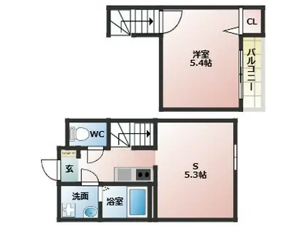 CASA DEL SOL(1SK/1階)の間取り写真