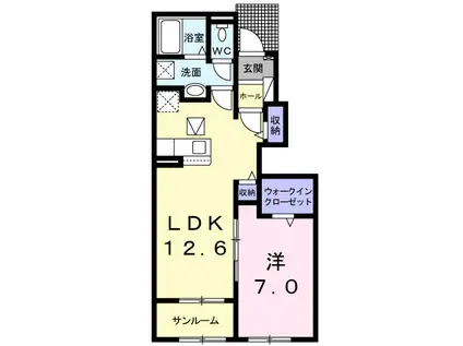 パウム・フィールド(1LDK/1階)の間取り写真