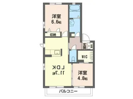リヴィエールB(2LDK/2階)の間取り写真