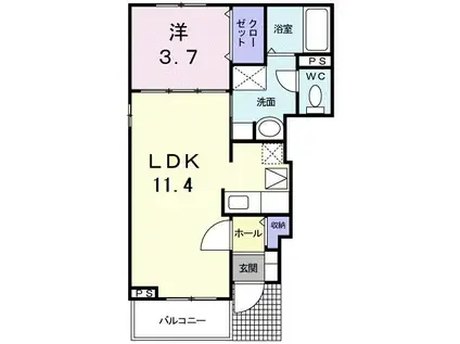 フリーデIWASE(1LDK/1階)の間取り写真