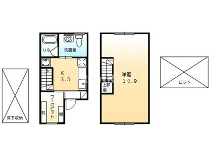 パルティーレII(1K/1階)の間取り写真